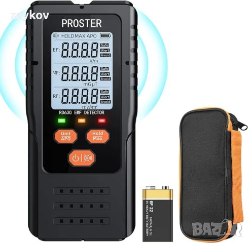 Proster EMF Meter, 3 в 1 цифров електромагнитно поле радиационен детектор