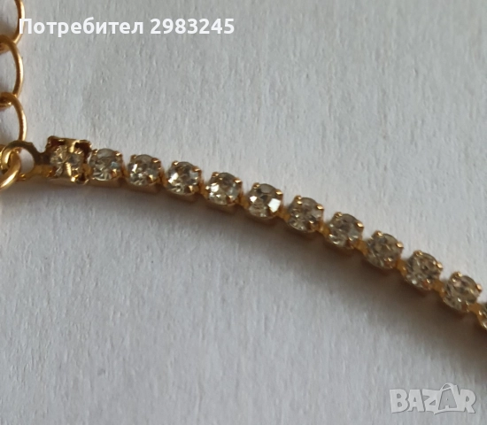 Златисто колие с камъчета , снимка 3 - Колиета, медальони, синджири - 52620775