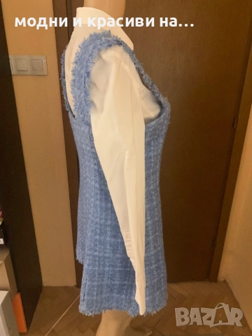 Рокля  сукман в небесносин цвят букле Zara, размер S/M, снимка 5 - Рокли - 53357546