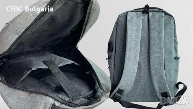 Комплект от три чанти (раница, чанта за през рамо и несесер) + Сребристи метални слушалки с кабел, снимка 2 - Чанти - 45110281