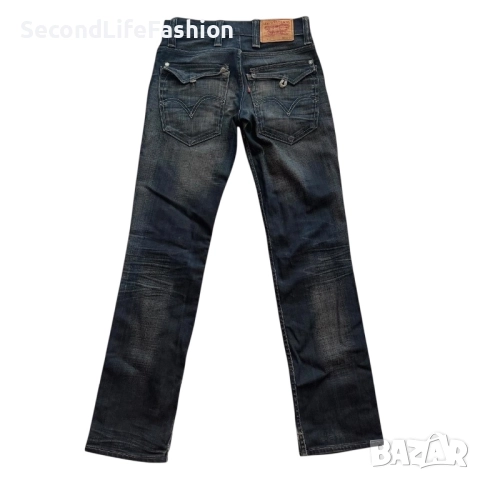Дамски дънки Levi's 511 с ниска талия, тъмносиньо, избелели, накъсани,размер W29 L32, снимка 7 - Дънки - 52574627