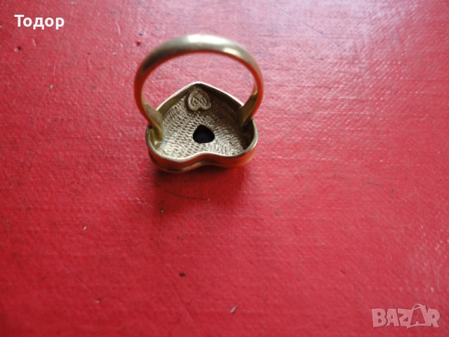 Невероятен викториански златен пръстен с гранат сърце, снимка 4 - Пръстени - 52836778