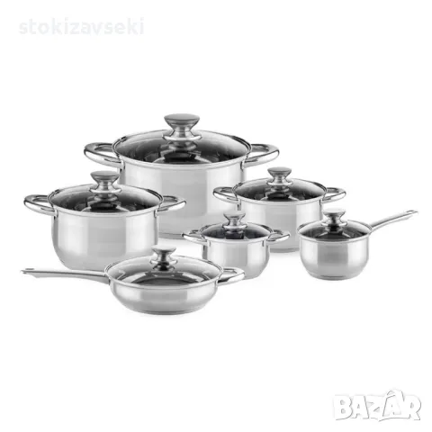 Комплект съдове за готвене Muhler от 12 части, неръждаема стомана, снимка 1