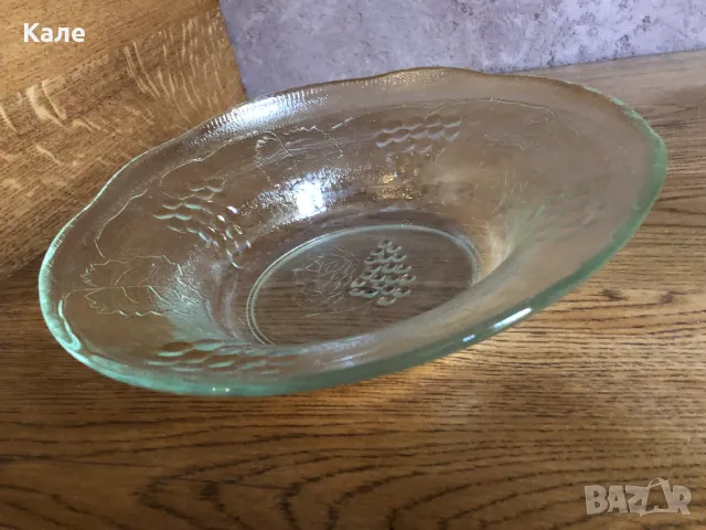 Стъклена голяма купа соц масивна фруктиера