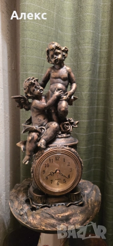 Винтидж часовник с херувими., снимка 3 - Стенни часовници - 52437226