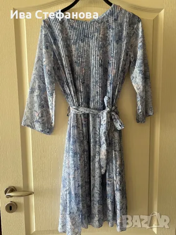 Разкошна нова ежедневна елегантна теменужено синя рокля ситно плисе солей , снимка 2 - Рокли - 50180513