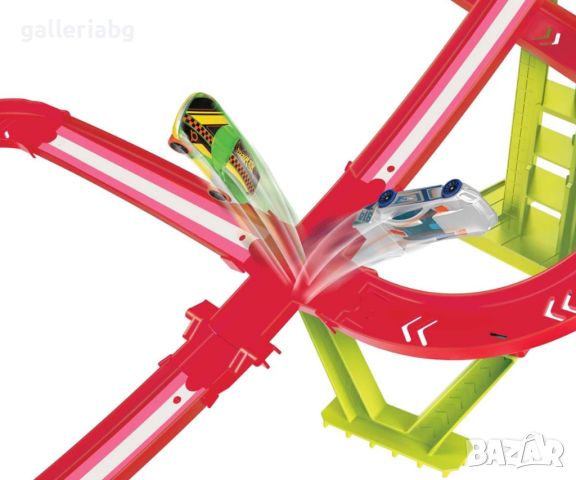 Hot Weels Neon Speeders - Комплект Скоростен небостъргач с неонов състезател, снимка 6 - Коли, камиони, мотори, писти - 45149451
