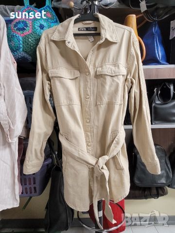 ZARA  бежева риза,тип сако, тренчкот- М , снимка 1
