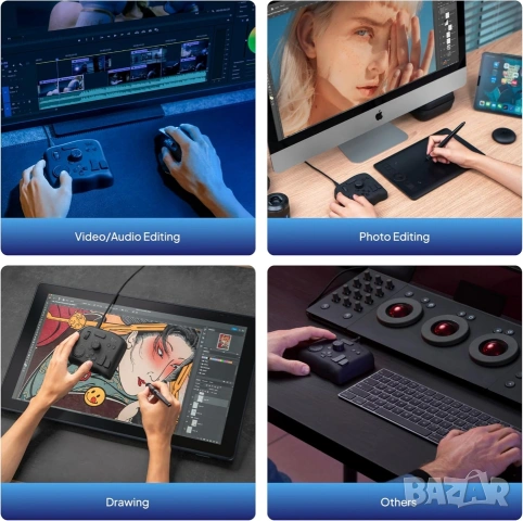 TourBox NEO: Универсален Контролер за Обработка на Снимки и Видео + Калъф , снимка 8 - Джойстици и геймпадове - 53288248