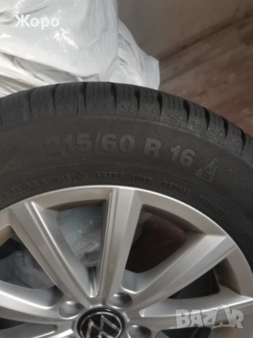 Джанти със зимни гуми в отлично състояние за Фолксваген / VW 16"с гуми Continental, снимка 3 - Гуми и джанти - 50507052