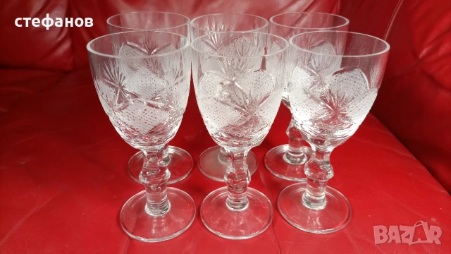 Кристални чаши за ликьор, ракия, 6 бр, ръчна инкрустация, подобни на „Моника”