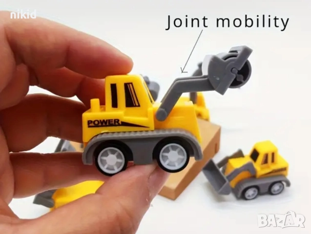 5 бр Багери багер кран строителни машини подвижни гуми пластмасови PVC фигурки за игра декор торт, снимка 6 - Фигурки - 52716331