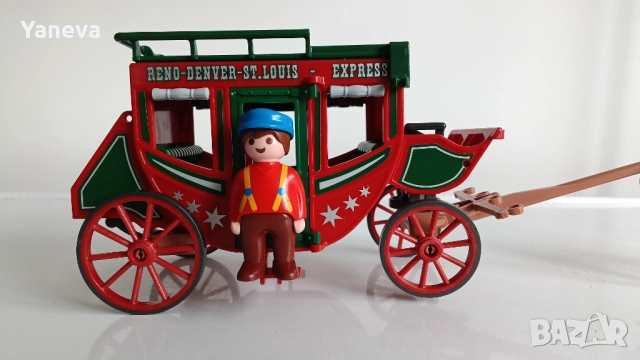 Playmobil Western" ,  дилижанс, теглен от кон, с надпис "RENO-DENVER-ST.LOUIS EXPRESS".  , снимка 6 - Коли, камиони, мотори, писти - 52987308