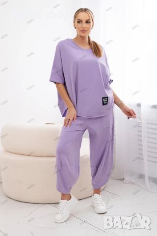 Дамски памучен комплект блуза + панталон, 3цвята , снимка 7 - Комплекти - 45669920