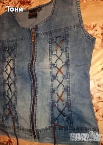 ZOLA Оригинал Нова Дамска Дънкова Риза с Цип М, снимка 2 - Ризи - 50775687