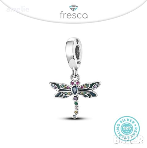 Талисман Fresca по модел тип Пандора сребро 925 Pandora Elegant Dragonfly Charm. Колекция Amélie, снимка 1 - Гривни - 38987049