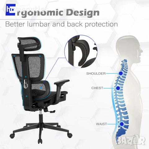БЕЗПЛАТНА ДОСТАВКА Ергономичен офис стол с атрактивен дизайн IF-202, снимка 4 - Столове - 50655969
