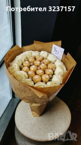 Букет от сапунени цветя и бонбони Фереро Роше 