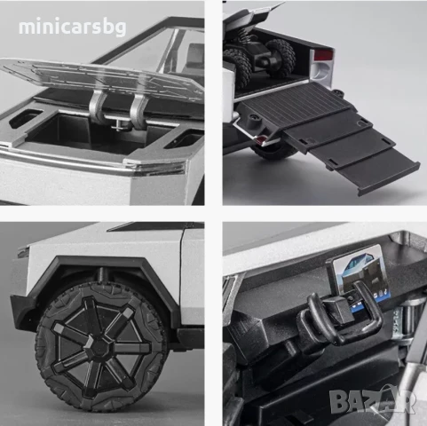 Метални колички: Tesla Cybertruck с ATV, снимка 5 - Колекции - 50469648