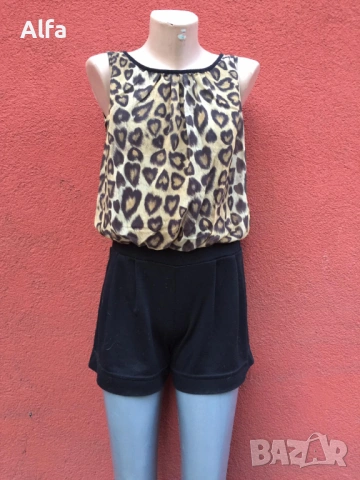 Къс гащеризон "Cameo Rose" с леопардов принт 