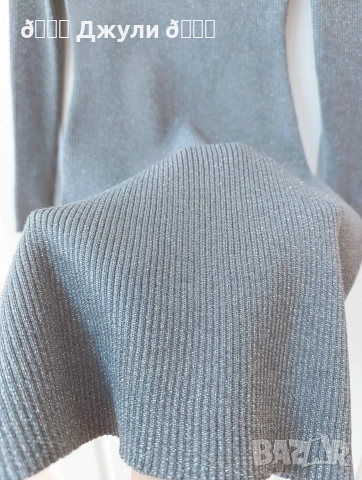 Сребриста рокля с бляскави частици, снимка 8 - Рокли - 52904609