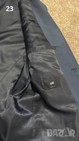 Ново мъжко сако H&M Slim Fit размер M тъмносиньо с етикет, снимка 4 - Сака - 54296343