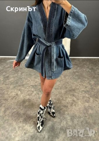 Denim Kimono Jacket, XS/S, Отлично! , снимка 1 - Сака - 42271849