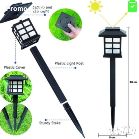 Комплект от 6 броя външна соларна лампа тип къщичка ( ретро фенер ), снимка 5 - Други - 51239419