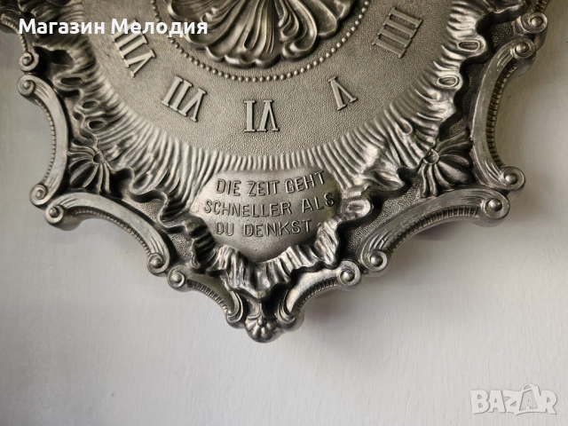 Винтидж стенен часовник, бароков стил, рядък и елегантен., снимка 3 - Стенни часовници - 50460694