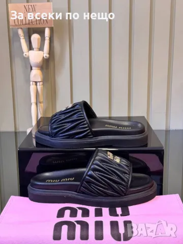 Miu Miu Дамски Черни Чехли Миу Миу Код E315, снимка 2 - Чехли - 50416742