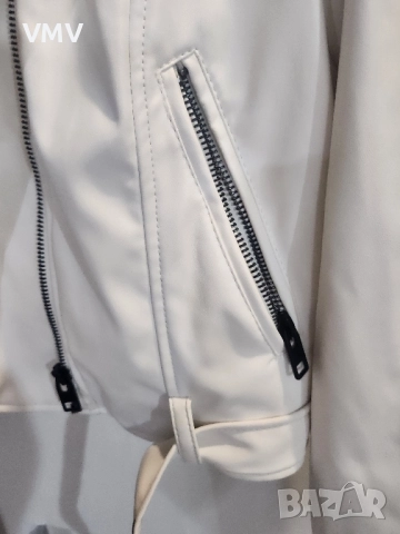Кожено бяло яке, снимка 3 - Якета - 51646893