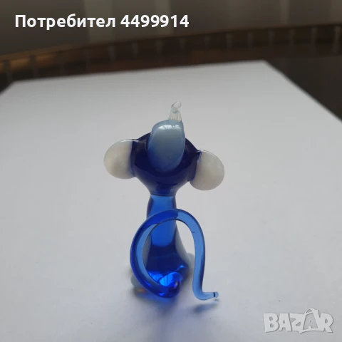 Синя стъклена статуя на маймуна, снимка 6 - Колекции - 50964416