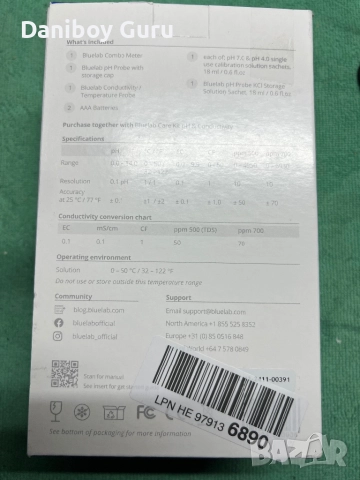 Bluelab Combo Meter, pH/EC-метър Bluelab Combo Meter, pH/EC-Meter, снимка 7 - Друга електроника - 52119699