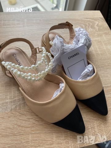 Обувки с перли бежови пантофки бели , снимка 7 - Дамски ежедневни обувки - 45508447