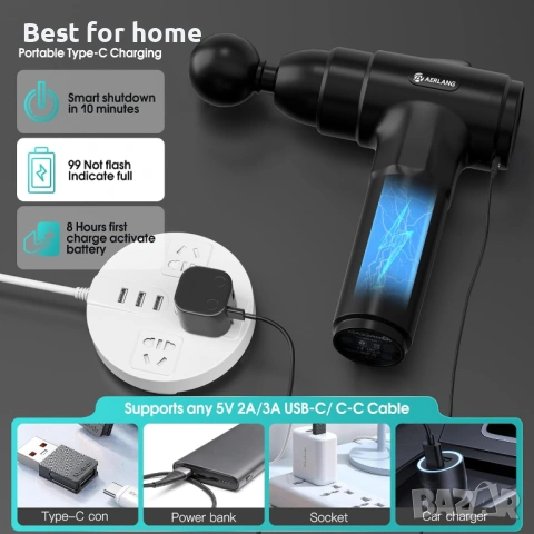 Масажен пистолет AERLANG, дълбокотъканен мускулен масаж на гърба за спортисти, снимка 5 - Масажори - 54132140