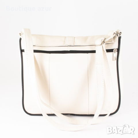 Черна стилна дамска чанта от естествена к. с капак - Elis, снимка 5 - Чанти - 44995871