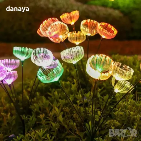 5769 Градинска соларна лампа с 6 люлеещи цветя, 72 см, снимка 2 - Градински мебели, декорация  - 49634211