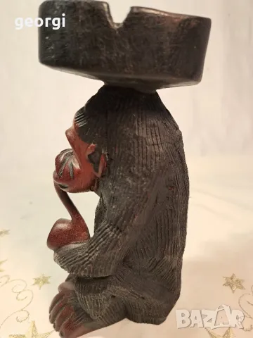 африканска статуетка пепелник дърворезба   7/2, снимка 5 - Други стоки за дома - 49775390