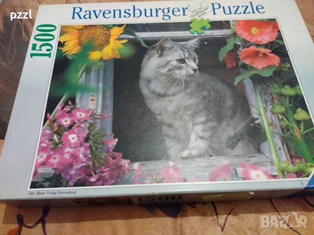 Пъзел "Cat and Flowers" 1994г. Ravensburger 1500 части, снимка 1