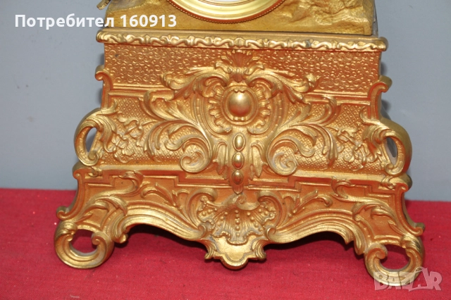 Позлатен бронз каминен часовник фигура жена религиозен кръст, снимка 5 - Антикварни и старинни предмети - 51451984