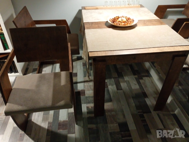 Маса трапезарна в рустикален стил с 4 стола, снимка 3 - Маси - 53596253