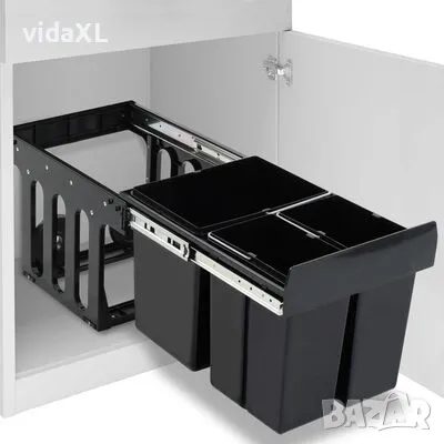 vidaXL Кош за вграждане за кухненски шкаф, плавно затваряне, 48 л（SKU:51182）, снимка 1 - Други - 48594688