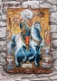 Икона Свети Мина на кон със светци 30/20 см - УНИКАТ, декупаж, снимка 1