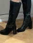 Дамски черни високи ботуши с ток MatStar, снимка 1