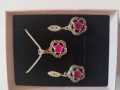 Сребърен комплект с рубин и  марказит, снимка 2