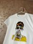 Дамска бяла тениска с рисунка на момиче + ПОДАРЪК слънчеви очила, снимка 1