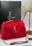 Дамска чанта червена пух YSL реплика, снимка 1 - Чанти - 45557505