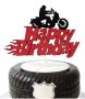 Мотор Моторист Happy Birthday черно червен картонен с брокат топер украса декор за торта рожден ден