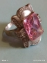 Впечатляващ сребърен пръстен тип Коктейлен пръстен с Розов кварц и кристали 51833, снимка 10