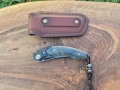 Уникален сгъваем ръчно изработен нож,Дамаска стомана VG10 с кания, снимка 5